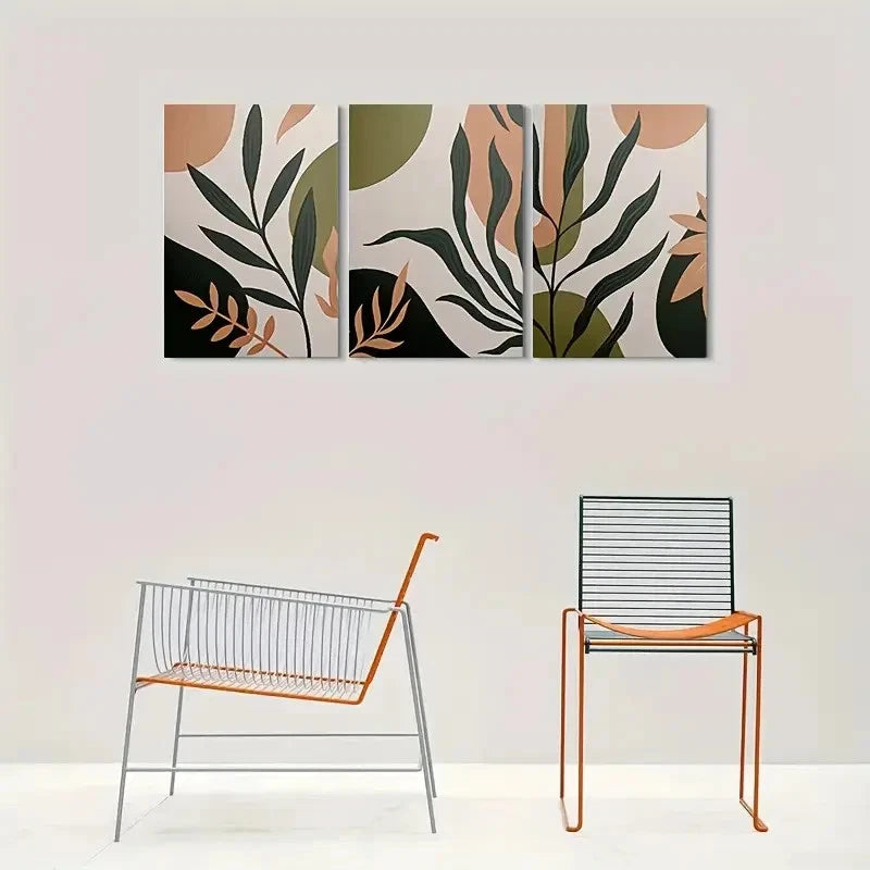 3pcs Abstract Minimalist Plant Leaf Wall Art Set Canvas Framed 60x90cm - High Quality Print 100% Australian Made Wall Canvas Ready to Hang