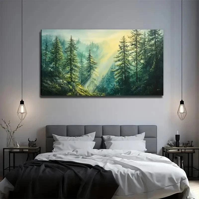 Sunlight Woods Suitable Wall Art Canvas Office Home Room Framed 120x60cm