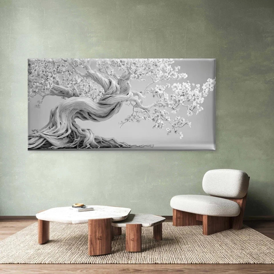Twisted Tree Black & White Wall Art Canvas Office Home Room Framed 120x60cm