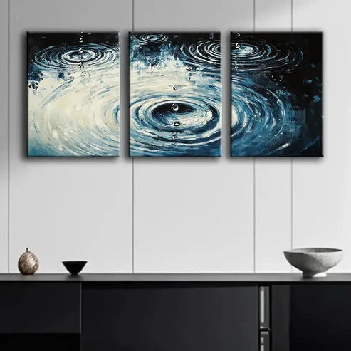 3pcs Raindrops on Water Dark Alone Perfect Wall Art Set Canvas Unframed - High Quality Print 100% Australian Made Wall Canvas
