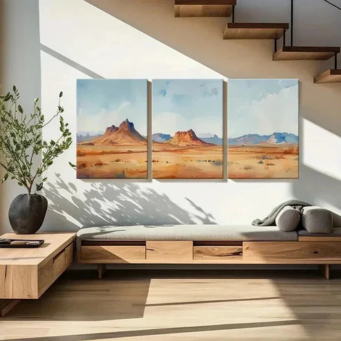 3pcs Vibrant Desert Landscape Decor Wall Art Set Canvas Unframed - High Quality Print 100% Australian Made Wall Canvas