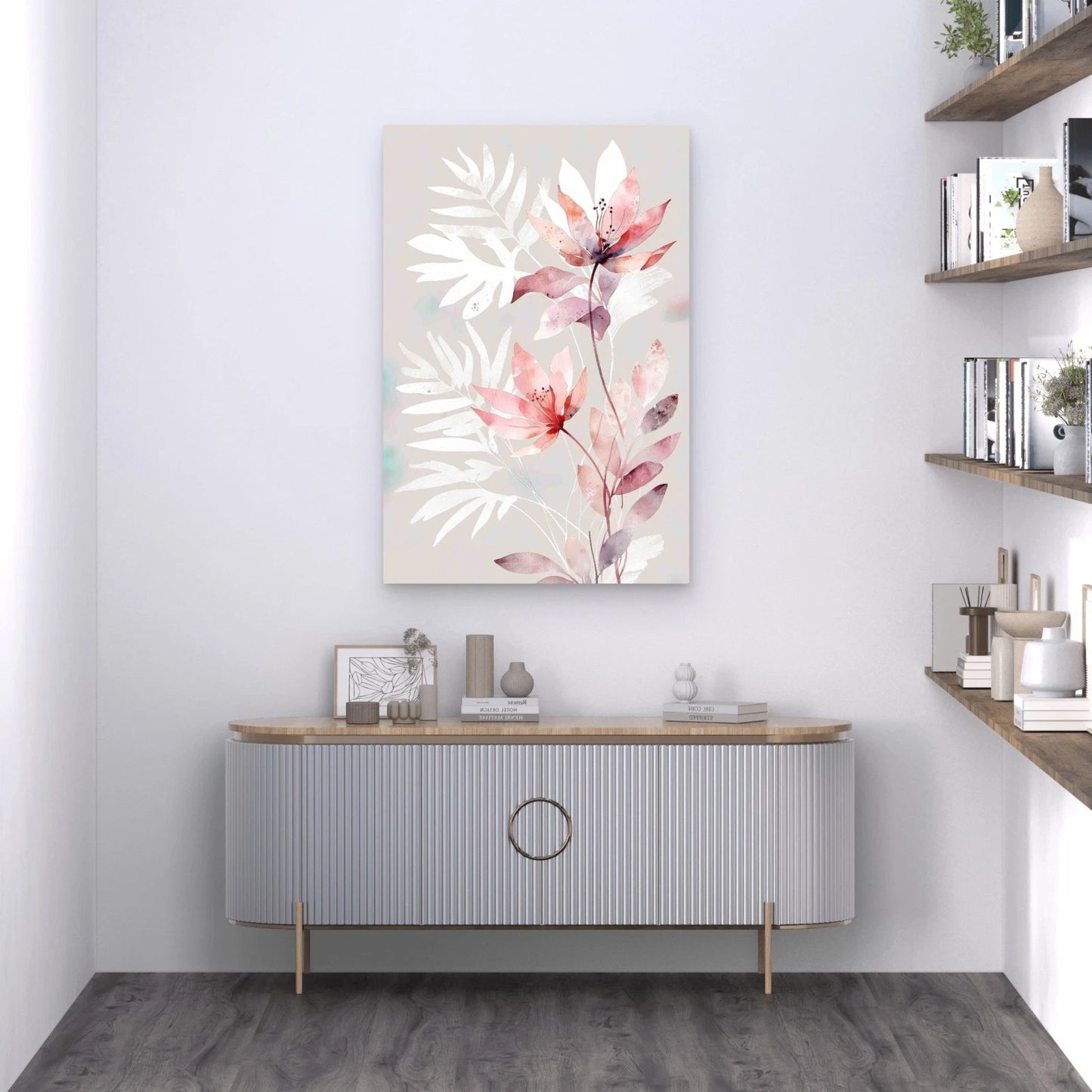 Aesthetic Abstract Floral Watercolor Design 40x60cm Metal Print Ready to Hang