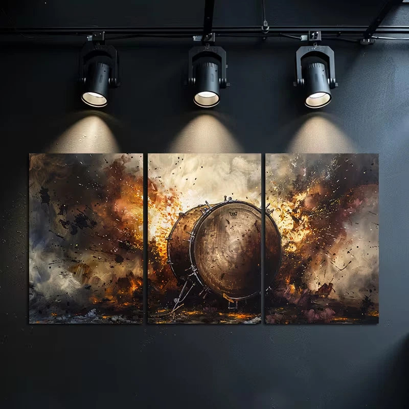 3pcs Modern Abstract Oil Painting Drum Wall Art Set Canvas Framed 60x90cm - High Quality Print 100% Australian Made Wall Canvas Ready to Hang