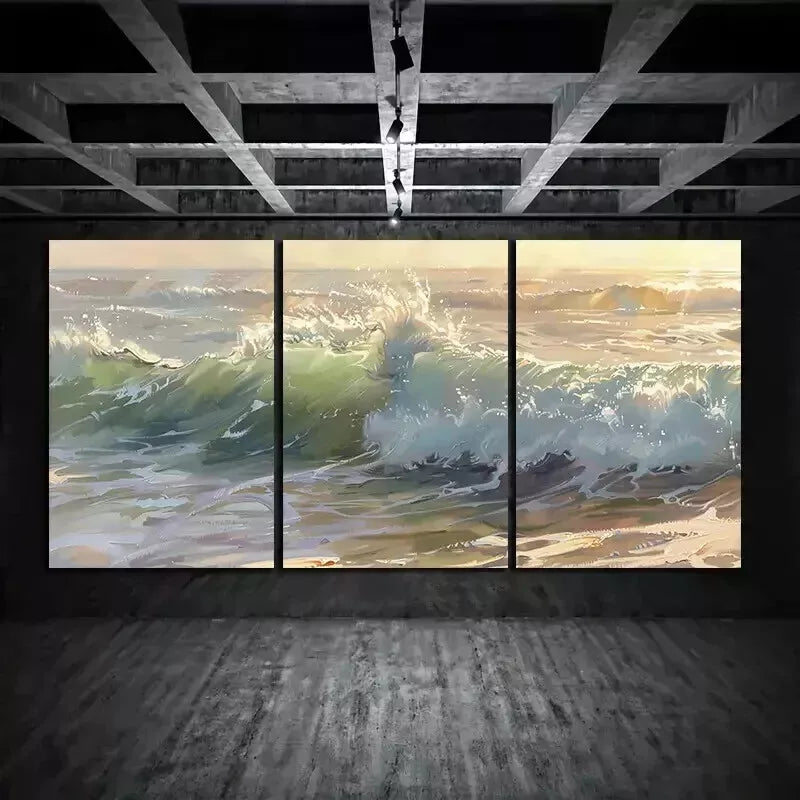 3pcsOil Painting Under The Sunshine Wall Art Set Canvas Framed 50x70cm - High Quality Print 100% Australian Made Wall Canvas Ready to Hang