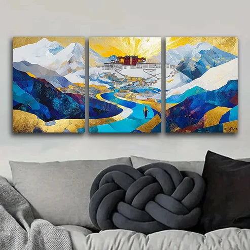 3pcs Featuring The Potala Palace Wall Art Canvas Unframed - High Quality Print 100% Australian Made Wall Canvas