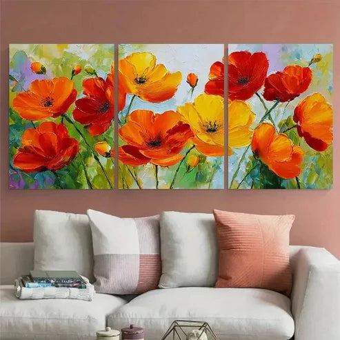 3pcs Blooming Flower Cloud Texture Wall Art Canvas Unframed - High Quality Print 100% Australian Made Wall Canvas - Bella Home Decor
