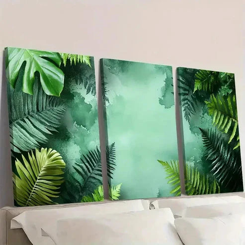 3pcs Green Watercolor Painting Floral Art ER Wall Art Set Canvas Unframed - High Quality Print 100% Australian Made Wall Canvas - Bella Home Decor
