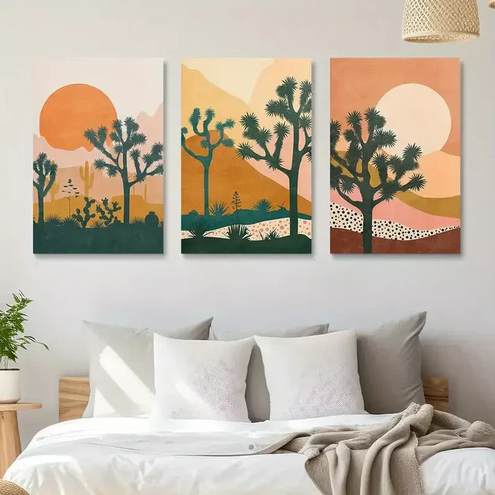 3pcs Joshua Tree Art Print Large Bohemian Wall Art Canvas Unframed - High Quality Print 100% Australian Made Wall Canvas
