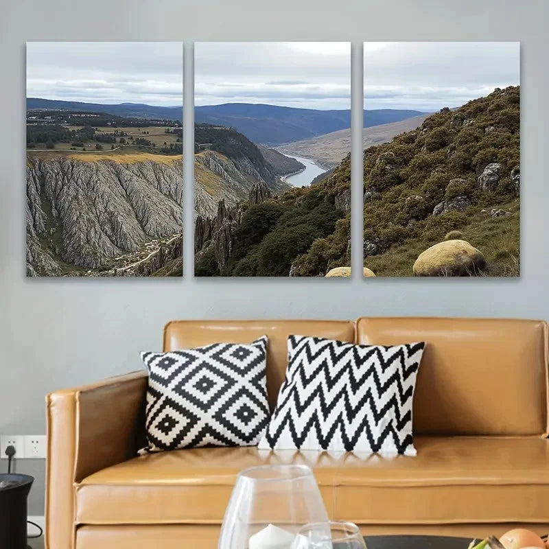 3pcs Rivers And Mountains Landscape Wall Art Set Canvas Framed 60x90cm - High Quality Print 100% Australian Made Wall Canvas Ready to Hang