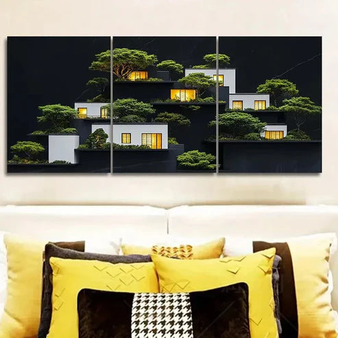 3pcs Ancient architecture Wall Art Set Canvas Unframed - High Quality Print 100% Australian Made Wall Canvas - Bella Home Decor