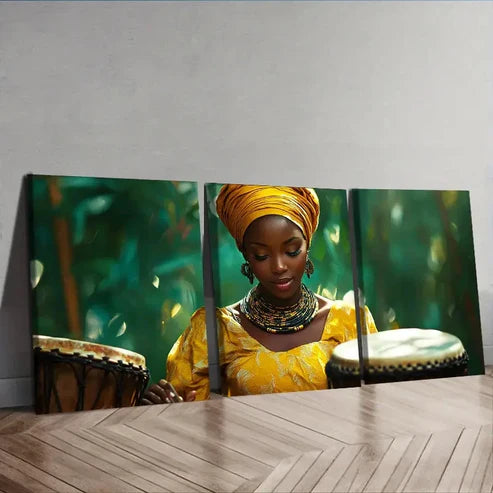 3pcs Women play instruments Wall Art Set Canvas Unframed - High Quality Print 100% Australian Made Wall Canvas - Bella Home Decor
