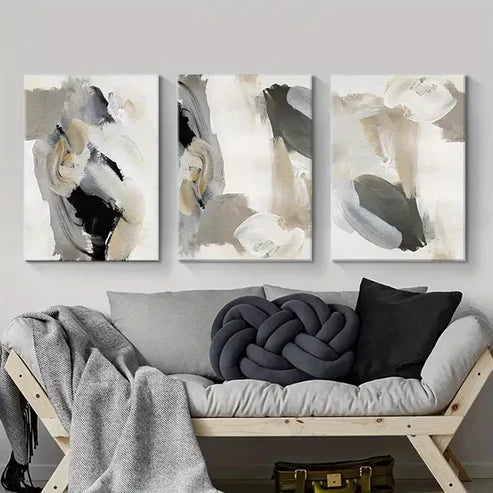 3pcs Nordic Modern Black and White Art Canvas Unframed - High Quality Print 100% Australian Made Wall Canvas