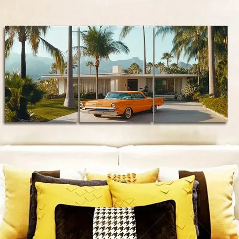3pcs Mid-century modern car Wall Art Canvas Unframed - High Quality Print 100% Australian Made Wall Canvas