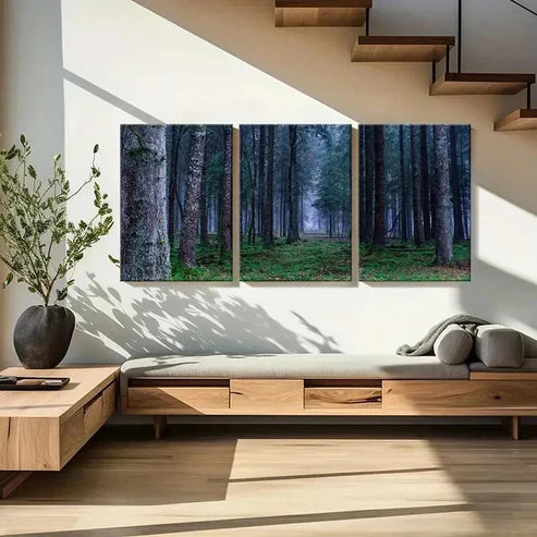 3pcs Dark Forest Woods and Tall Tree Wall Art Canvas Unframed – High Quality Print 100% Australian Made Wall Canvas - Bella Home Decor