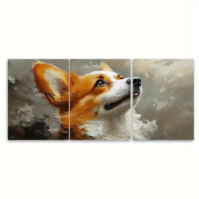 3pcs Corgi Painting Dog Portrait Design Wall Art Set Canvas Framed 60x90cm - High Quality Print 100% Australian Made Wall Canvas Ready to Hang - Bella Home Decor