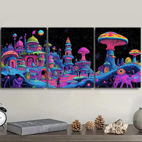 3pcs "Strange Place (3) Wall Art Set Canvas Unframed - High Quality Print 100% Australian Made Wall Canvas - Bella Home Decor