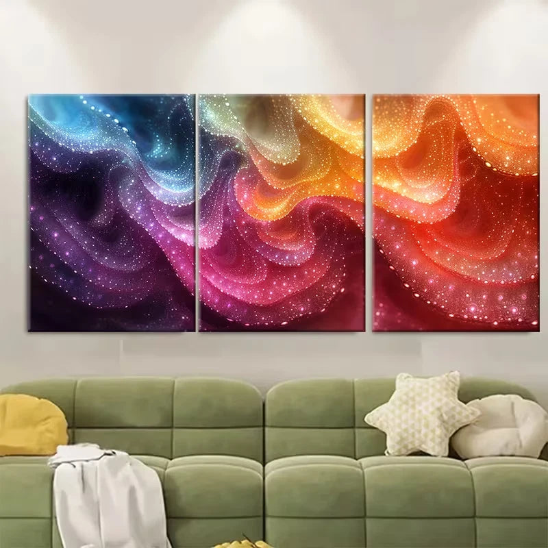 3pcs Colorful Futuristic Fractal Design Metal Print Ready to Hang Art