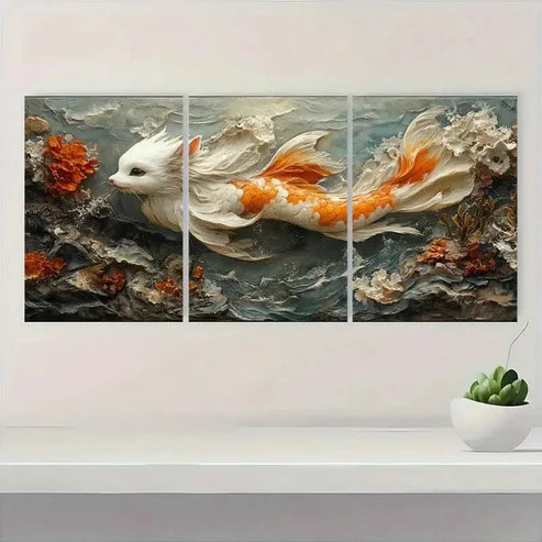 3pcs Tails of the Sea Fine Art Wall Art Canvas Unframed – High Quality Print 100% Australian Made Wall Canvas