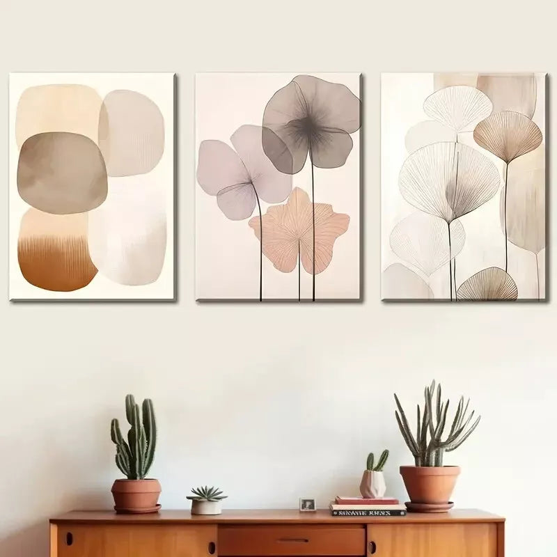 3pcs Beautiful Floral Leaf Wall Art Set Canvas Framed 50x70cm - High Quality Print 100% Australian Made Wall Canvas Ready to Hang - Bella Home Decor