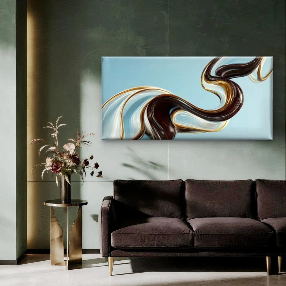 Abstract Fluid Motion Swirl Wall Art Canvas Office Home Room Framed 120x60cm