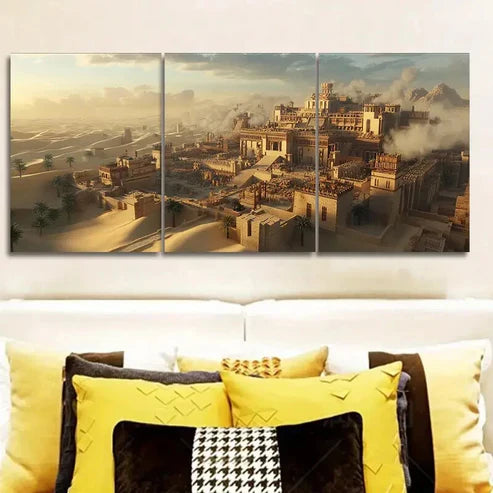 3pcs Featuring a Photograph of an Ancient City Wall Art Canvas Unframed - High Quality Print 100% Australian Made Wall Canvas