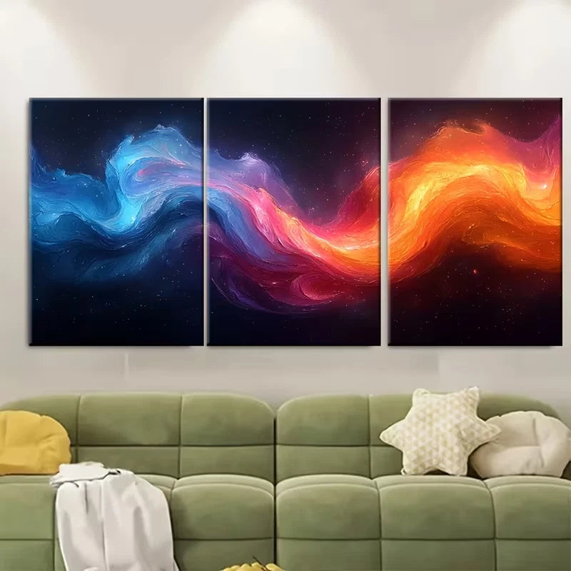 3pcs Digital Metallic Swirl Abstract Metal Print Ready to Hang Art