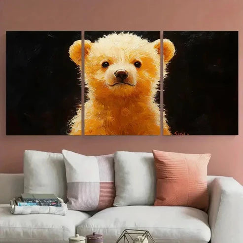 3pcs Vibrant Polar Bear Cub Animal Portrait Wall Art Set Canvas Unframed - High Quality Print 100% Australian Made Wall Canvas