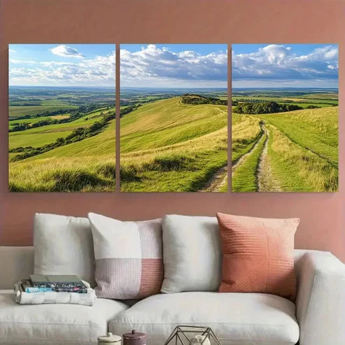 3pcs Kent Downs AONB Illustration Wall Art Canvas Unframed - High Quality Print 100% Australian Made Wall Canvas