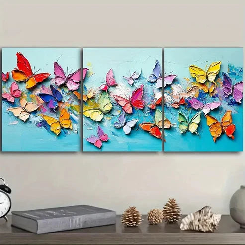 3pcs Lots of butterflies dancing Wall Art Set Canvas Unframed - High Quality Print 100% Australian Made Wall Canvas