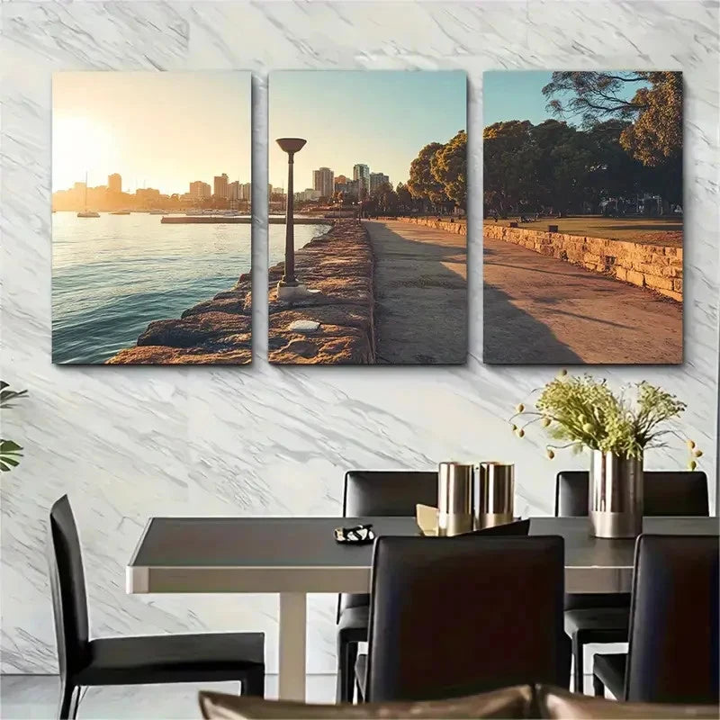 3pcs Adelaide South Coast Travel Poster Australia Wall Art Set Canvas Framed 60x90cm - High Quality Print 100% Australian Made Wall Canvas Ready to Hang - Bella Home Decor