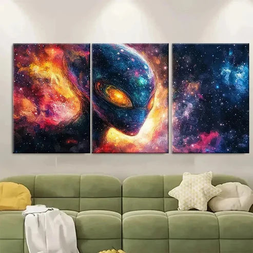 3pcs Digital Abstract Alien EO Wall Art Set Canvas Unframed - High Quality Print 100% Australian Made Wall Canvas - Bella Home Decor