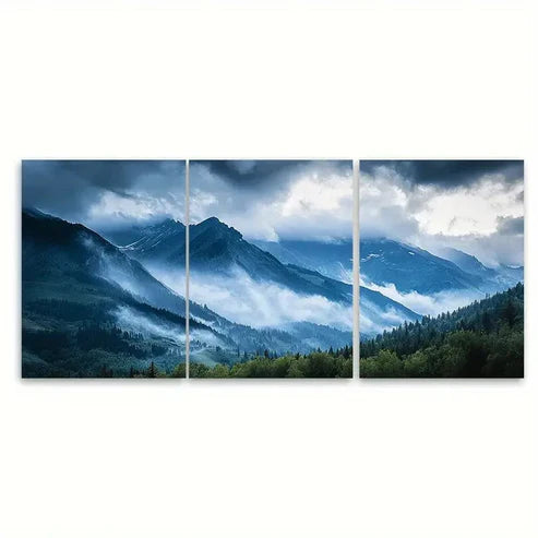 3pcs Stormy Mountain Range Serene Nature Wall Art Canvas Unframed - High Quality Print 100% Australian Made Wall Canvas