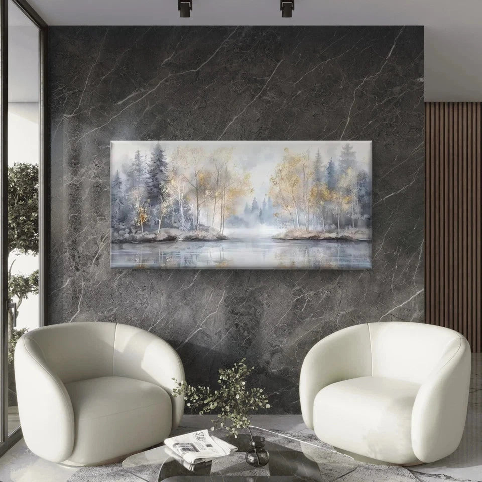 Abstract Forest River Wall Art Canvas Office Home Room Framed 120x60cm