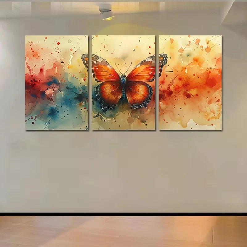 3pcs Watercolor Crystal Butterfly Design Wall Art Set Canvas Framed 60x90cm - High Quality Print 100% Australian Made Wall Canvas Ready to Hang