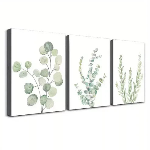 3pcs Blue Flowers With Freckles Of Gold Wall Art Set Canvas Unframed - High Quality Print 100% Australian Made Wall Canvas Wall Art Set Canvas Unframed - High Quality Print 100% Australian Made Wall Canvas - Bella Home Decor
