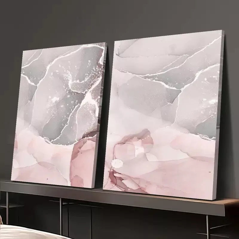 2pcs Abstract Marble Fluid Art Painting Canvas Framed 50x75cm - High Quality Print 100% Australian Made Wall Canvas Ready to Hang - Bella Home Decor