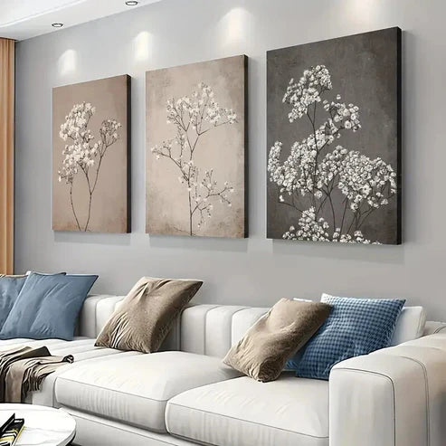 3pcs Vintage Floral Wall Art Canvas Unframed - High Quality Print 100% Australian Made Wall Canvas