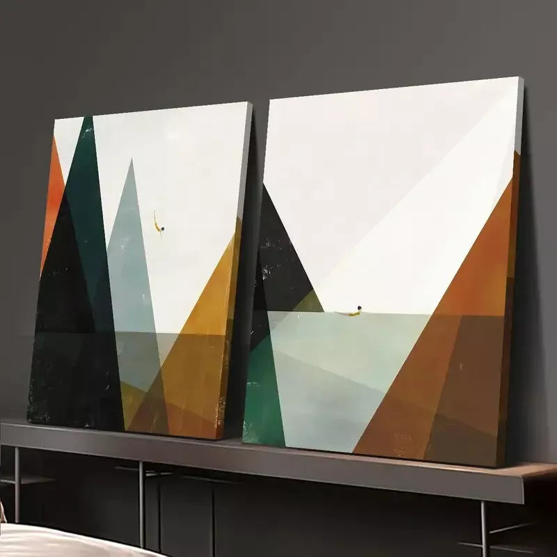 2pcs Minimalist Geometric, Nordic Style Abstract Canvas Framed 50x75cm - High Quality Print 100% Australian Made Wall Canvas Ready to Hang - Bella Home Decor