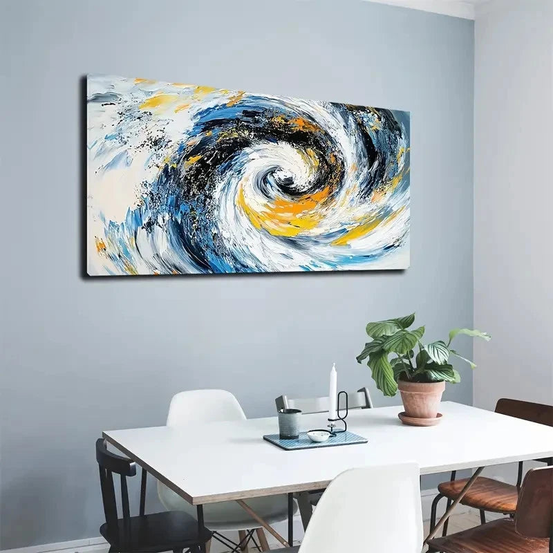 Abstract Black and White Swirl Wall Art canvas office home room framed 120x60cm - Bella Home Decor