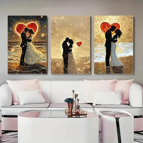 3pcs Romantic Sunset Love Confession Wall Art Set Canvas Unframed - High Quality Print 100% Australian Made Wall Canvas