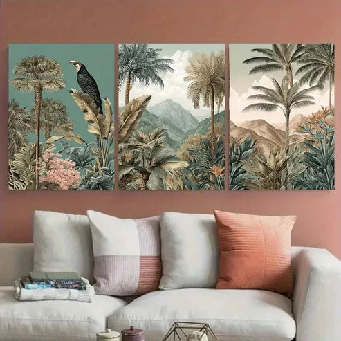 3pcs Monterrey Travel Nature Illustration Wall Art Set Canvas Unframed - High Quality Print 100% Australian Made Wall Canvas