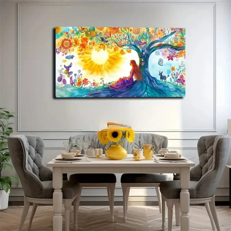 Enchanting Tree With Colorful Wall Art Canvas Office Home Room Framed 120x60cm