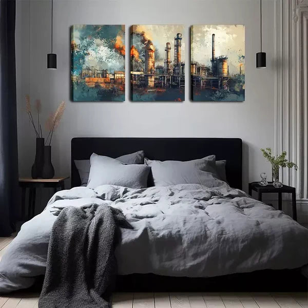 3pcs During The Industrial Revolution, Wall Art Set Canvas Framed 60x90cm - High Quality Print 100% Australian Made Wall Canvas Ready to Hang - Bella Home Decor