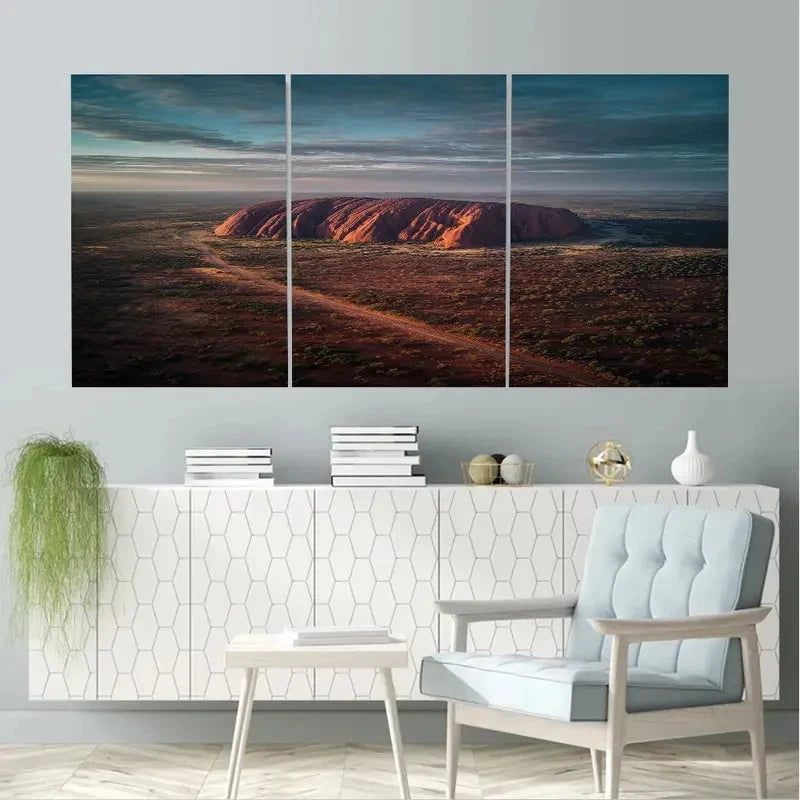 3pcs Uluruales Rock, Australia Travel painting Wall Art Set Canvas Framed 60x90cm - High Quality Print 100% Australian Made Wall Canvas Ready to Hang