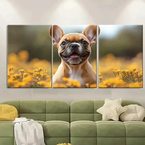 3pcs Adorable French Bulldog Puppy Wall Art Set Canvas Unframed – High Quality Print, 100% Australian Made Wall Canvas - Bella Home Decor