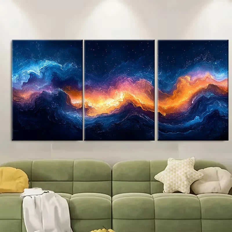3pcs Dreamy Abstract Flowing Artwork Metal Print Ready to Hang Art