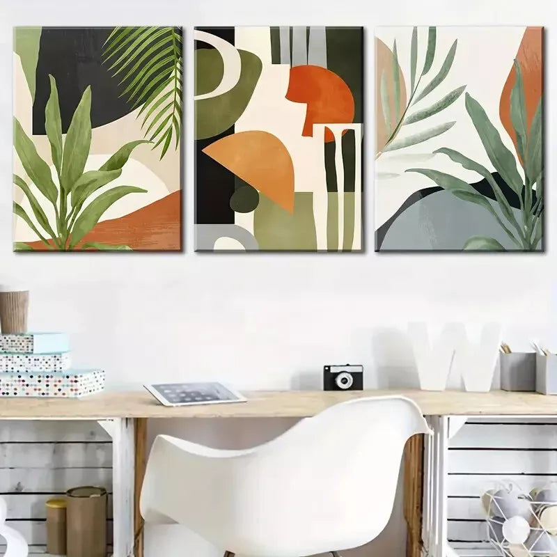 3pcs Tropical Plant Wall Art Set Canvas Framed 50x70cm - High Quality Print 100% Australian Made Wall Canvas Ready to Hang - Bella Home Decor