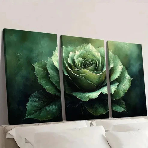 3pcs Green Rose Canvas Art Prints gr Wall Art Set Canvas Unframed - High Quality Print 100% Australian Made Wall Canvas - Bella Home Decor