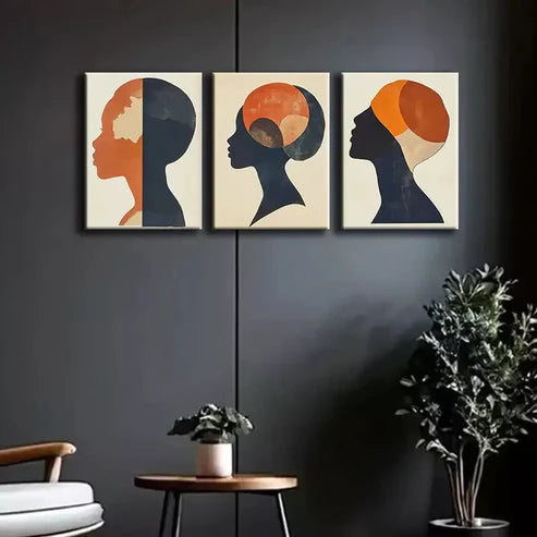 3pcs Female Silhouette Art Canvas Unframed - High Quality Print 100% Australian Made Wall Canvas