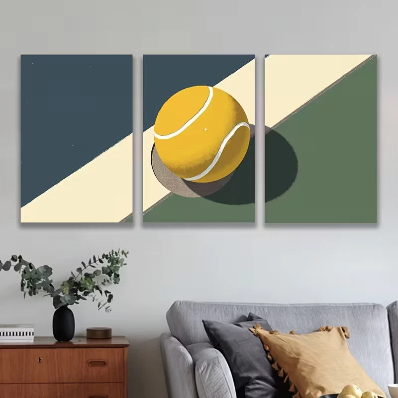 3pcs Tennis Theme Metal Print Ready to Hang Art